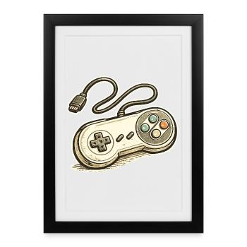 Graphismes rétro de manette de jeu - Affiche encadrée (27 × 37 cm) - noir - Devant