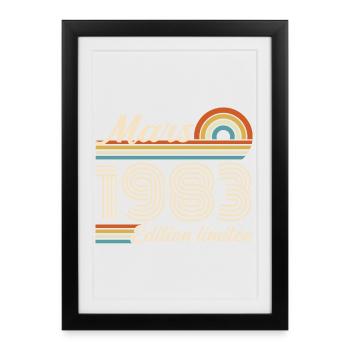 43e Cadeau d’anniversaire - Né en mars 1983 - Affiche encadrée (27 × 37 cm) - noir - Devant