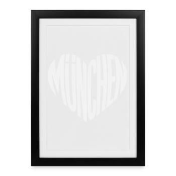 Munich Heart Silhouette - Design Color Variable - Framed poster (27 × 37 cm) - black - Front