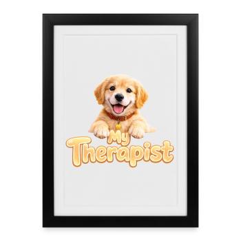 Golden Retriever My Therapist - Framed poster (27 × 37 cm) - black - Front