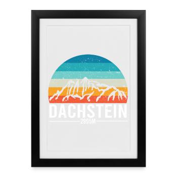 Dachstein Ramsau Austria Retro Sunset - Framed poster (27 × 37 cm) - black - Front