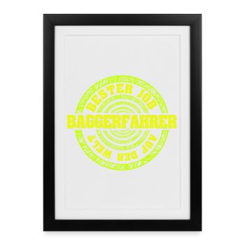 Beruf Baggerfahrer - Gerahmtes Poster (27 × 37 cm) - Schwarz - Vorne