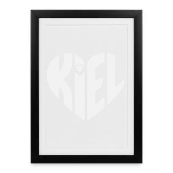 Typographie du cœur de Kiel - Affiche encadrée (27 × 37 cm) - noir - Devant