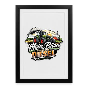 Mein Büro riecht nach Diesel - Gerahmtes Poster (27 × 37 cm) - Schwarz - Vorne