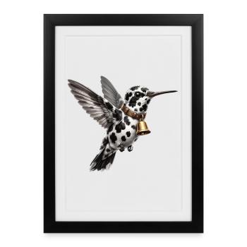 Funny Mixed Hummingbird Cow Pattern - Framed poster (27 × 37 cm) - black - Front