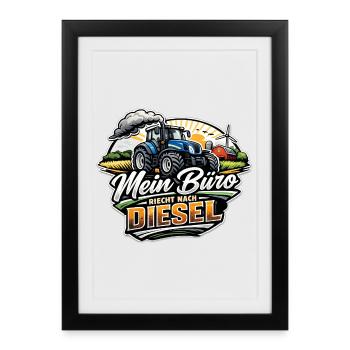 Mein Büro riecht nach Diesel - Gerahmtes Poster (27 × 37 cm) - Schwarz - Vorne