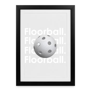 Floorball Graphic - Affiche encadrée (27 × 37 cm) - noir - Devant