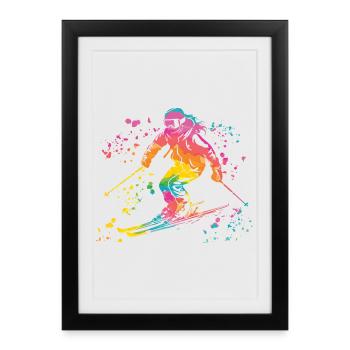 Ski alpin Sports d’hiver Ski nordique - Affiche encadrée (27 × 37 cm) - noir - Devant