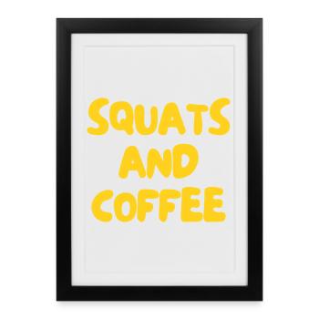 Squats et café - Affiche encadrée (27 × 37 cm) - noir - Devant