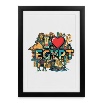 J’adore les vacances en Égypte - Affiche encadrée (27 × 37 cm) - noir - Devant