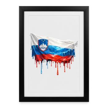 Melting Slovenia Flag Art Print - Framed poster (27 × 37 cm) - black - Front