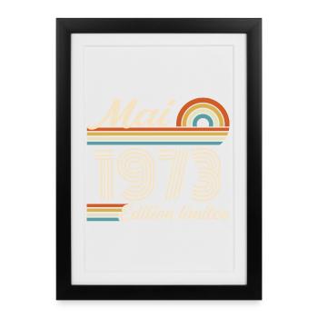 Cadeau Anniversaire 53 ans - Né mai 1973 - Affiche encadrée (27 × 37 cm) - noir - Devant