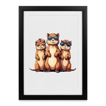 Sunglasses Meerkat Trio - Framed poster (27 × 37 cm) - black - Front