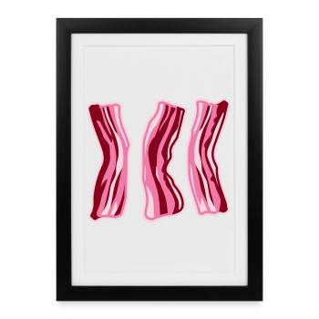 Bacon Bacon Food Funny Meat Foodie - Framed poster (27 × 37 cm) - black - Front