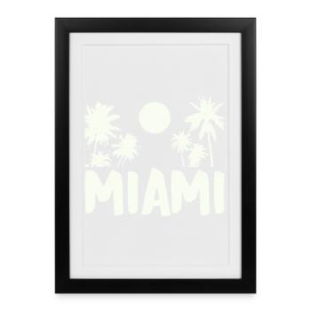Palmiers de nuit de Miami - Affiche encadrée (27 × 37 cm) - noir - Devant