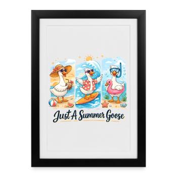 Summer Geese Trio Summer Vibe Vacation Beach - Affiche encadrée (27 × 37 cm) - noir - Devant