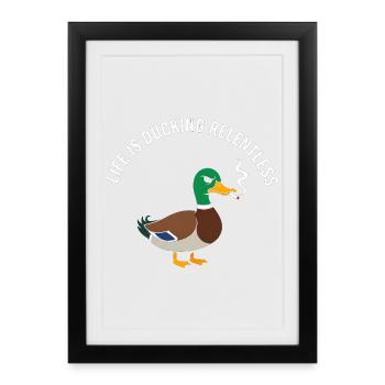 Relentless Duck Smoking Satire - Framed poster (27 × 37 cm) - black - Front