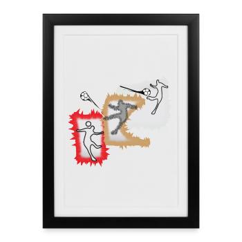 Dynamischer Ballspieler - Gerahmtes Poster (27 × 37 cm) - Schwarz - Vorne