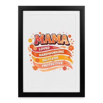 MAMA Retro Qualities Waves & Flowers | Gift - Framed poster (27 × 37 cm) - black - Front