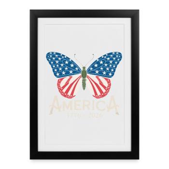 America 250 Patriotic Butterfly 4th of July - Framed poster (27 × 37 cm) - black - Front