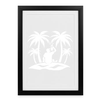 Silhouette Palmen Party - Gerahmtes Poster (27 × 37 cm) - Schwarz - Vorne