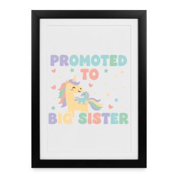 Gender Reveal Baby Shower Big Sister Mom Dad - Framed poster (27 × 37 cm) - black - Front