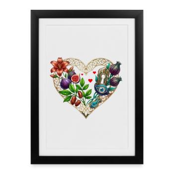 Secret of the Mystic Heart - Golden and Botanical Art - Framed poster (27 × 37 cm) - black - Front