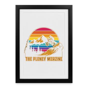 Le Pleney Morzine Rétro Coucher de soleil en VTT - Affiche encadrée (27 × 37 cm) - noir - Devant