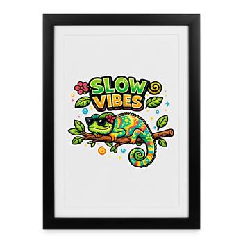 Caméléon Slow Vibes - Affiche encadrée (27 × 37 cm) - noir - Devant