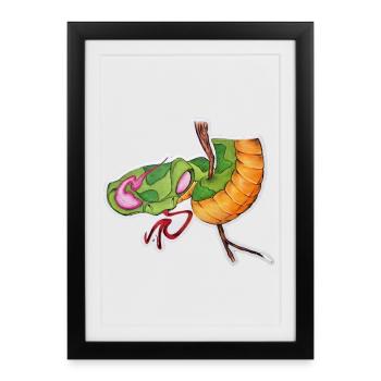 Flame Snake with Green, Orange, Tail - Framed poster (27 × 37 cm) - black - Front