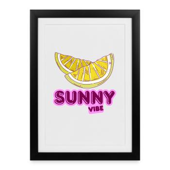 Dessin animé Sunny Lemon Vibe - Affiche encadrée (27 × 37 cm) - noir - Devant