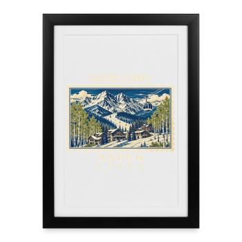 USA Aspen Vintage Travel Mark - Framed poster (27 × 37 cm) - black - Front