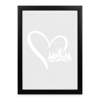 Randonnée Lover Montagne Randonnée Cœur Amoureuse de la Montagne - Affiche encadrée (27 × 37 cm) - noir - Devant