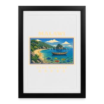 Marque de voyage vintage Malawi Cape Maclear - Affiche encadrée (27 × 37 cm) - noir - Devant