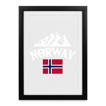 Vacances en Norvège dans les fjords de Norge Voyage en Scandinavie - Affiche encadrée (27 × 37 cm) - noir - Devant