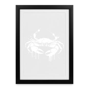 Crab Splash Grunge White - Gerahmtes Poster (27 × 37 cm) - Schwarz - Vorne