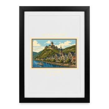 Deutschland Cochem Vintage Reisemarke - Gerahmtes Poster (27 × 37 cm) - Schwarz - Vorne