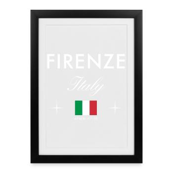 Florenz Italien Koordinaten Reise Souvenir - Gerahmtes Poster (27 × 37 cm) - Schwarz - Vorne