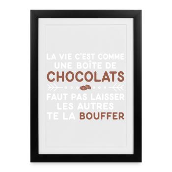 Chocolats Cadeau humour personnalisé - Affiche encadrée (27 × 37 cm) - noir - Devant
