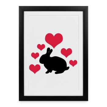 Rabbit with 6 hearts 2 - Framed poster (27 × 37 cm) - black - Front