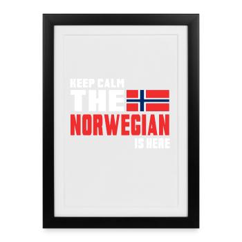 Keep Calm The Norwegian / Norvège / Cadeau - Affiche encadrée (27 × 37 cm) - noir - Devant