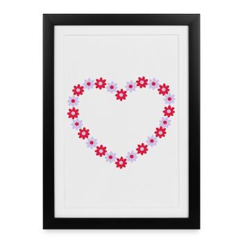 Un cœur de fleurs - Affiche encadrée (27 × 37 cm) - noir - Devant