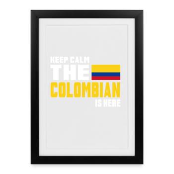 Keep calm Colombie / Drapeau de cadeau Amérique du Sud - Affiche encadrée (27 × 37 cm) - noir - Devant