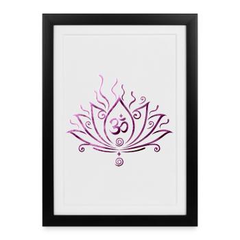 Lotus Flower Om Symbol Yoga Lotus Purple - Framed poster (27 × 37 cm) - black - Front