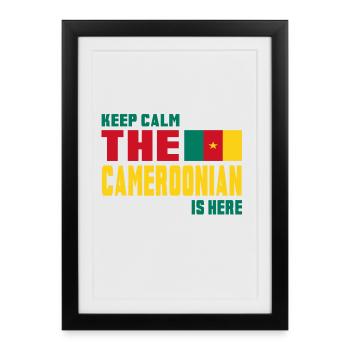 Keep Calm Cameroun / Afrique cadeau couleurs nationales - Affiche encadrée (27 × 37 cm) - noir - Devant