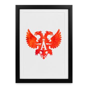 Albanie Shqipëri - Albanian Eagle - Albanian - Affiche encadrée (27 × 37 cm) - noir - Devant