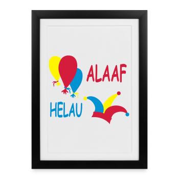 Colorful carnival and clown illustration - Framed poster (27 × 37 cm) - black - Front