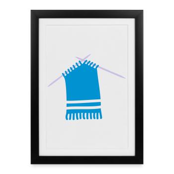 Coloured wool scarf with knitting pattern - Framed poster (27 × 37 cm) - black - Front