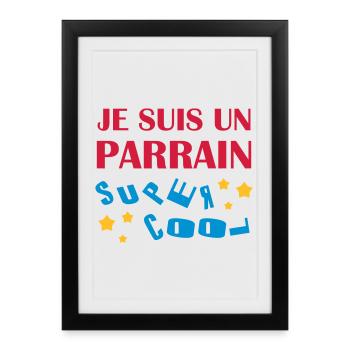 Oncle / Parrain / Tonton / Naissance / Bébé - Affiche encadrée (27 × 37 cm) - noir - Devant
