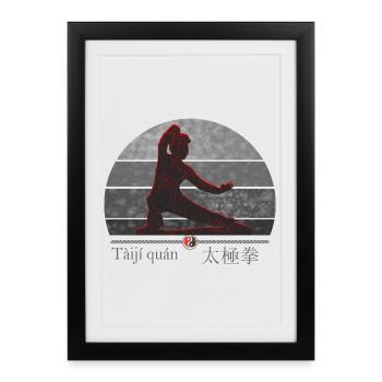 Combattant de Tai Chi - Cadeau de la tenue d’entraînement - Affiche encadrée (27 × 37 cm) - noir - Devant